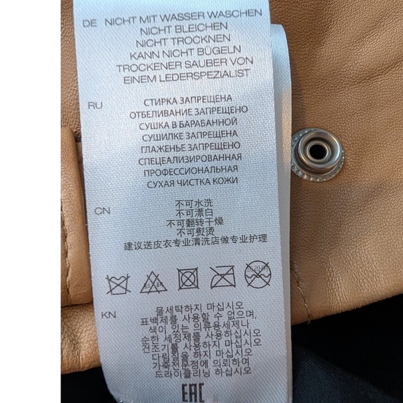 IRO Luigaspe Moto Jacket Women 36 Tan Lamb Leather Asymmetrical Zip Biker Chic - Picture 14 of 16